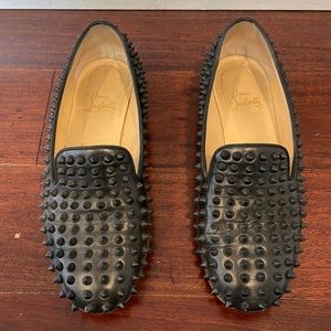 Christian Louboutin Spiked Loafers, size 39.5. Matte Black, Very Hard to Find